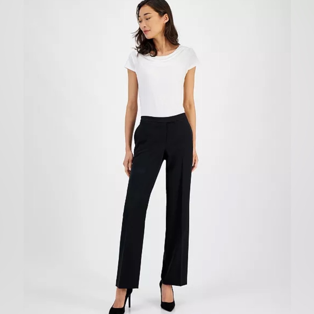 Petite Tab-Waist, Straight-Fit Modern Dress Pants